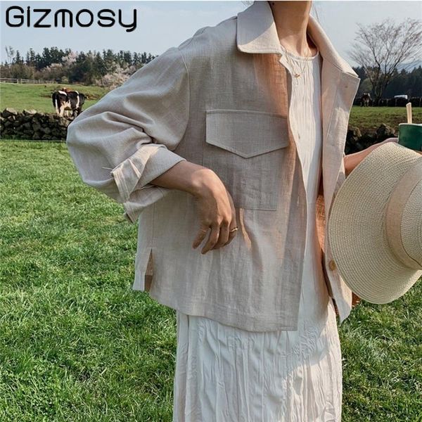 women's jackets gizmosy linen cotton big pocket loose jacket women 2021 elegant female casual thin vintage pockets streetwear, Black;brown
women's jackets gizmosy linen cotton big pocket loose jacket women 2021 elegant female casual thin vintage pockets streetwear, Black;brown