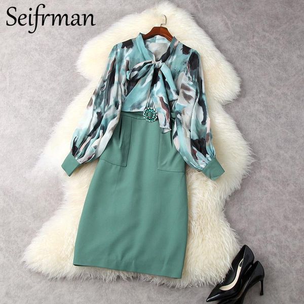 casual dresses seifrmann 2021 summer women fashion runway party pencil dress lantern sleeve bow chiffon printed elegant patchwork, Black;gray
casual dresses seifrmann 2021 summer women fashion runway party pencil dress lantern sleeve bow chiffon printed elegant patchwork, Black;gray