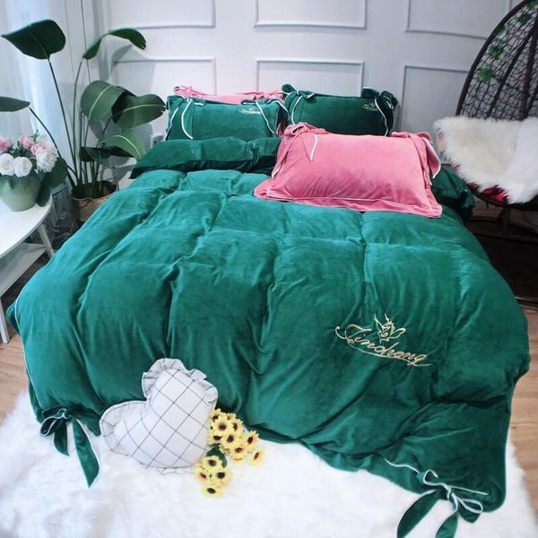 bedding sets thickened crystal velvet bow luxury set soft bedclothes duvet/quilt cover bed linen sheet 4 pieces
bedding sets thickened crystal velvet bow luxury set soft bedclothes duvet/quilt cover bed linen sheet 4 pieces