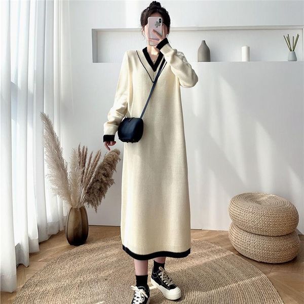casual dresses women 2021 autumn winter elegant v-neck long sleeve sweater dress female knit straight knitwear soft vestidos c501, Black;gray
casual dresses women 2021 autumn winter elegant v-neck long sleeve sweater dress female knit straight knitwear soft vestidos c501, Black;gray