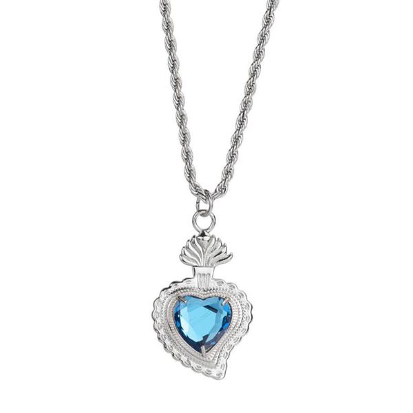 chains stainless steel colorful stone blue sea heart zircon pendant necklace women lover's valentine's day gift, Silver
chains stainless steel colorful stone blue sea heart zircon pendant necklace women lover's valentine's day gift, Silver