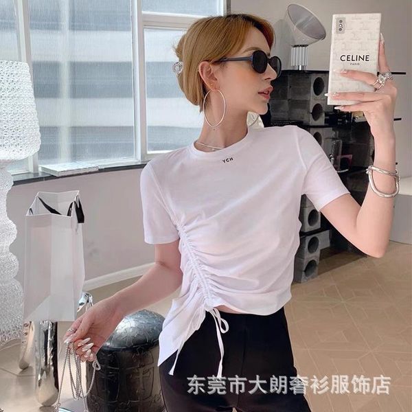 women's t-shirt 2021 spring and summer ych drawstring lace up short sleeve fashion brand ins slim design navel revealing thin top, White
women's t-shirt 2021 spring and summer ych drawstring lace up short sleeve fashion brand ins slim design navel revealing thin top, White