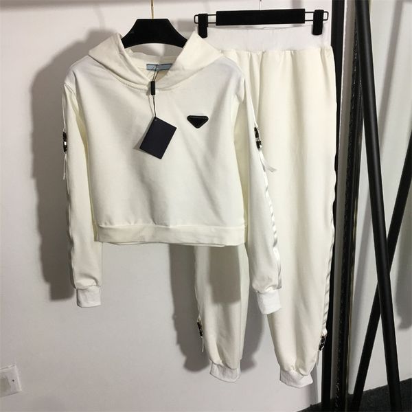 women's two piece pants metal triangle standard hooded sports suit pullover cotton jacket long-sleeved jacket elastic waist casual, White
women's two piece pants metal triangle standard hooded sports suit pullover cotton jacket long-sleeved jacket elastic waist casual, White