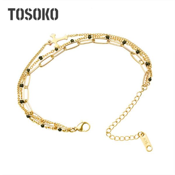 link, chain classic three-layer cross bracelet all-match titanium steel for women stainless bracelets anime bse094, Black
link, chain classic three-layer cross bracelet all-match titanium steel for women stainless bracelets anime bse094, Black