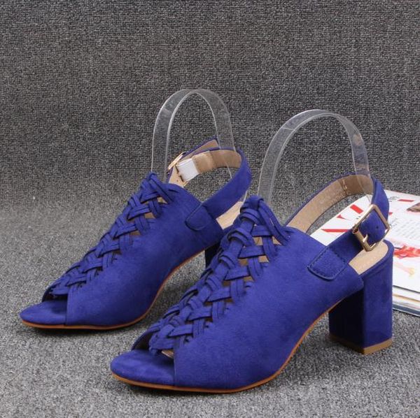 dress shoes european and american suede blue open-toe sandals with chunky heels sexy, Black
dress shoes european and american suede blue open-toe sandals with chunky heels sexy, Black