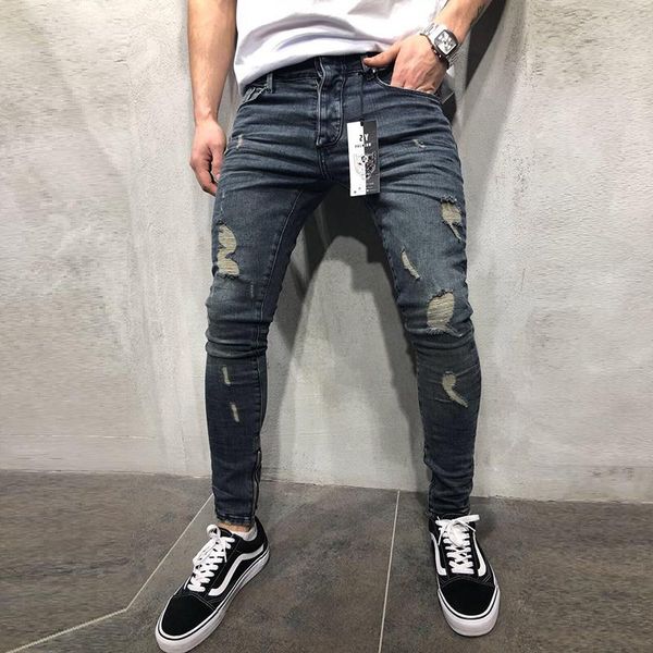 men's jeans 2021 european and american holed fashion slim fit elastic foreign trade pants, Blue
men's jeans 2021 european and american holed fashion slim fit elastic foreign trade pants, Blue