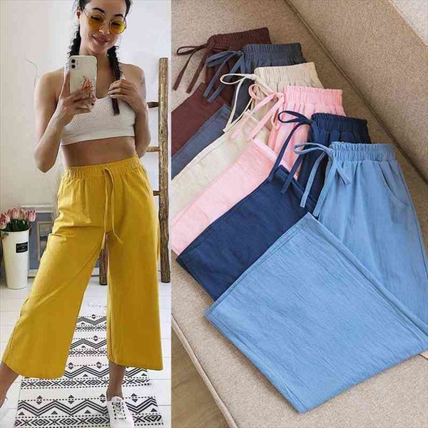 Women Wide Leg Pants Summer Cotton Linen Calf-length Pants Casual Loose Solid Straight Women Bottoms Soft For Female, Black;white
Women Wide Leg Pants Summer Cotton Linen Calf-length Pants Casual Loose Solid Straight Women Bottoms Soft For Female, Black;white