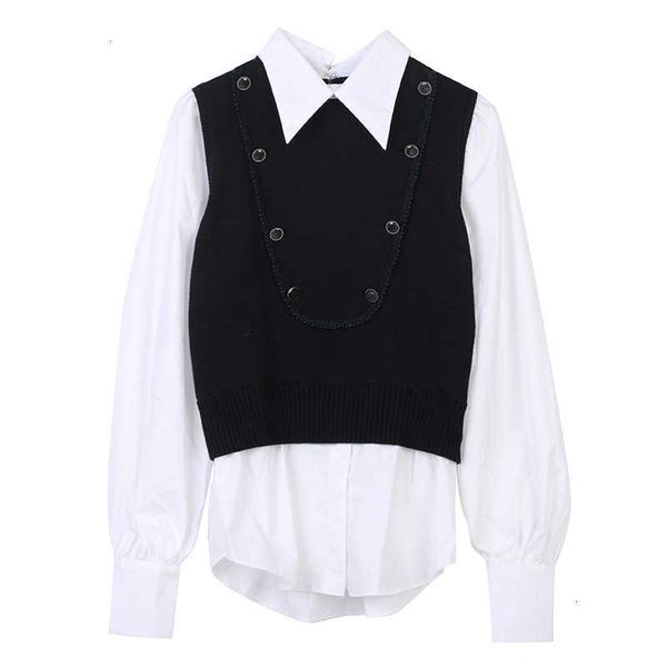 women's sweaters autumn loose lapel slim-fit casual long-sleeved vest fake two-piece knitted stitching igd1, White;black
women's sweaters autumn loose lapel slim-fit casual long-sleeved vest fake two-piece knitted stitching igd1, White;black