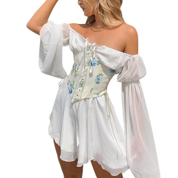 belts off shoulder chiffon dress long flared sleeves corset women clothing summer skirt strapless with hollow waist knee blow, Black;brown
belts off shoulder chiffon dress long flared sleeves corset women clothing summer skirt strapless with hollow waist knee blow, Black;brown