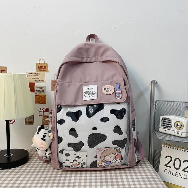 school bags puimentiua kawaii cow pint backpack 2021 transparent preppy women waterproof nylon female schoolbag girls
school bags puimentiua kawaii cow pint backpack 2021 transparent preppy women waterproof nylon female schoolbag girls
