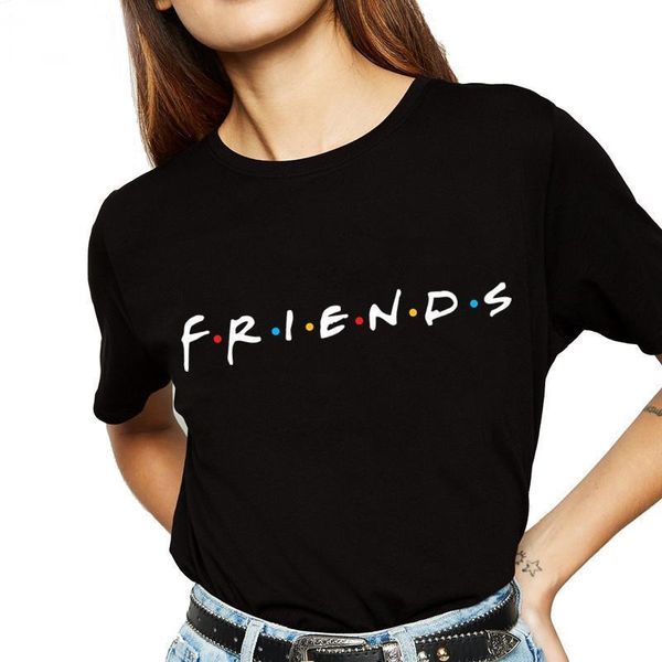 friends letters print women black tshirt new fashion short sleeve shirts casual cotton girls, White
friends letters print women black tshirt new fashion short sleeve shirts casual cotton girls, White