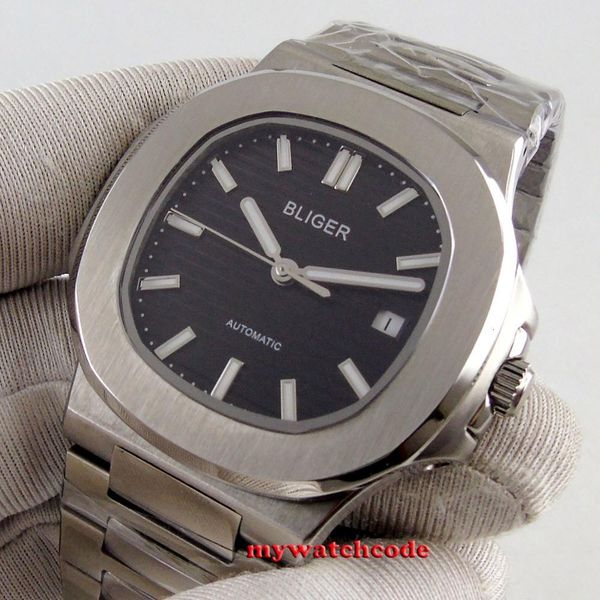 square 40 mm bliger black blackboard lighting reversed mark 316l stainless steel bracelet automatic mens watch, Slivery;brown
square 40 mm bliger black blackboard lighting reversed mark 316l stainless steel bracelet automatic mens watch, Slivery;brown
