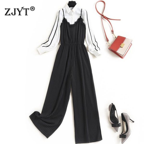 women's two piece pants 2021 spring designers clothing set elegant office lady outfits white chiffon blouse and suit overalls
women's two piece pants 2021 spring designers clothing set elegant office lady outfits white chiffon blouse and suit overalls