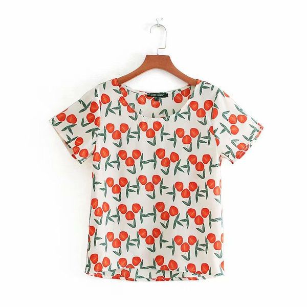 2021 summer new o-neck short sleeve t-shirts peach pattern print loose fitting women childlike thin famale clothing, White
2021 summer new o-neck short sleeve t-shirts peach pattern print loose fitting women childlike thin famale clothing, White