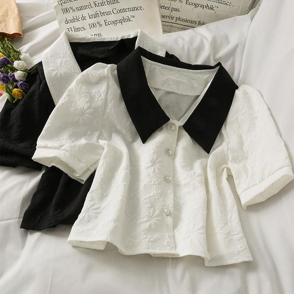 women's blouses & shirts women fashion outdoor casual short sleeve blouse ladies ol sweet girls student elegant daily basic, White
women's blouses & shirts women fashion outdoor casual short sleeve blouse ladies ol sweet girls student elegant daily basic, White