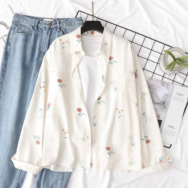 pastoral long sleeve shirt fresh gentle, full body printed shirt, hong kong style loose literature and art chiffon top, White
pastoral long sleeve shirt fresh gentle, full body printed shirt, hong kong style loose literature and art chiffon top, White