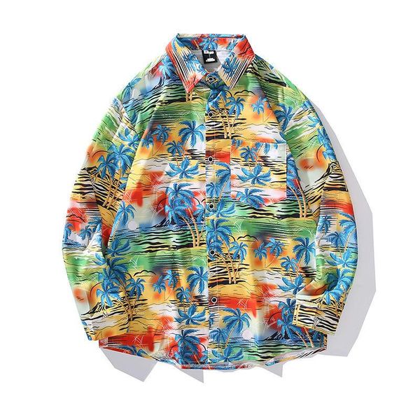 men's casual shirts 2021 summer fashion hawaiian seaside beach coconut tree tropical shirt men clothing vacation holiday, White;black
men's casual shirts 2021 summer fashion hawaiian seaside beach coconut tree tropical shirt men clothing vacation holiday, White;black