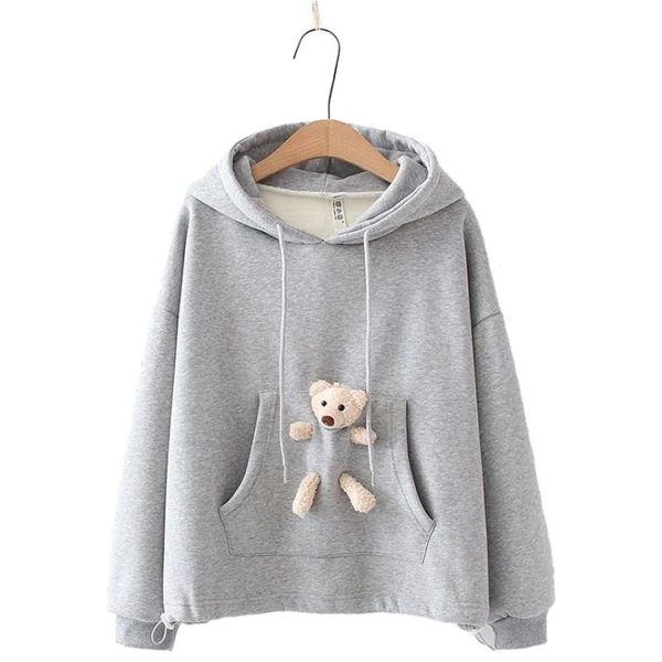 women's hoodies & sweatshirts winter sweet pullover fleece warm harajuku loose solid color with pocket bear doll 2010087, Black
women's hoodies & sweatshirts winter sweet pullover fleece warm harajuku loose solid color with pocket bear doll 2010087, Black