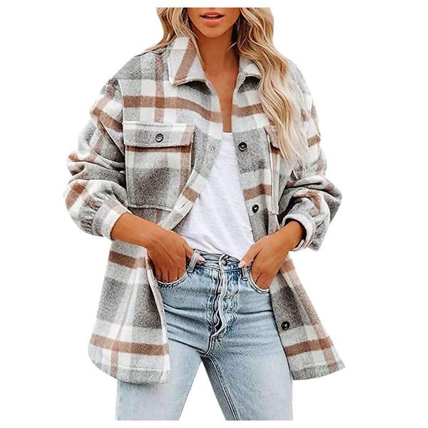 women's jackets fashion women brushed plaid long sleeve lapel button down pocketed coats autumn winter casual female clothing#fs, Black;brown
women's jackets fashion women brushed plaid long sleeve lapel button down pocketed coats autumn winter casual female clothing#fs, Black;brown