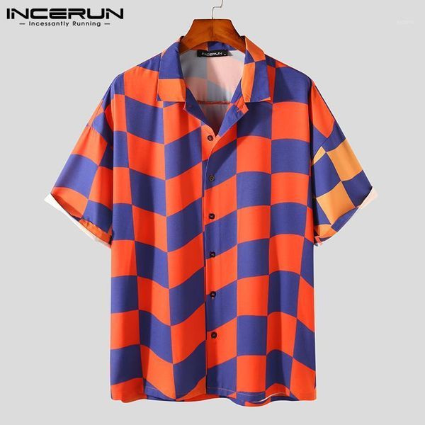 men shirt patchwork plaid streetwear lapel short sleeve breathable fashion hawaiian shirts casual camisas s-5xl incerun men's, White;black
men shirt patchwork plaid streetwear lapel short sleeve breathable fashion hawaiian shirts casual camisas s-5xl incerun men's, White;black