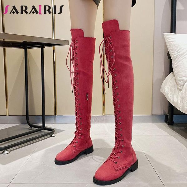 boots sarairis retro female flock solid knee high women round toe lace up low heel fashion brand casual shoes woman, Black
boots sarairis retro female flock solid knee high women round toe lace up low heel fashion brand casual shoes woman, Black