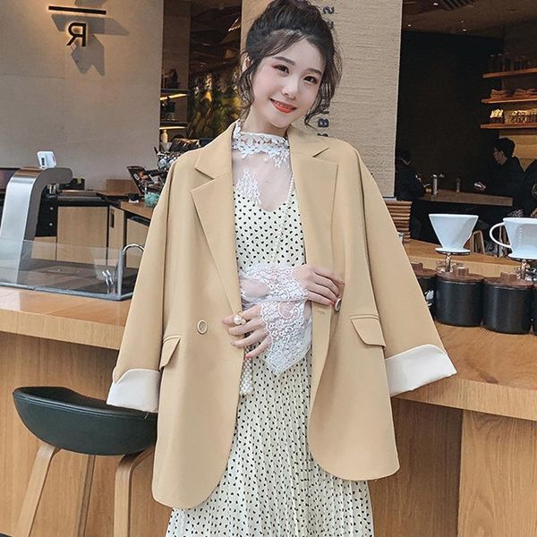 women's suits & blazers korean pink small suit coat double breasted loose casual color matching spring and autumn 2021 fashion clothes, White;black
women's suits & blazers korean pink small suit coat double breasted loose casual color matching spring and autumn 2021 fashion clothes, White;black