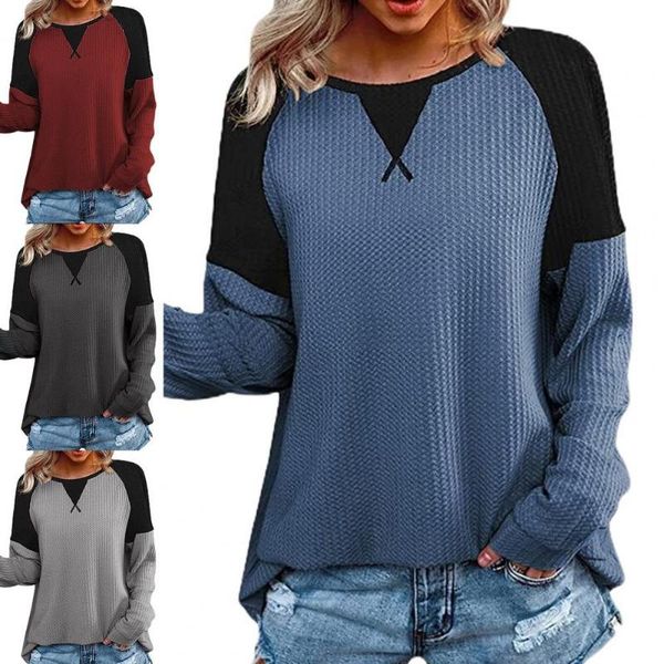women's t-shirt 2021 simple winter autumn patchwork long sleeve women knitted casual crew neck ribbing pullover streetwear, White
women's t-shirt 2021 simple winter autumn patchwork long sleeve women knitted casual crew neck ribbing pullover streetwear, White