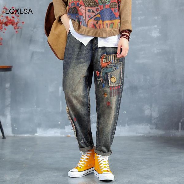 women's jeans 2021 fashion korean style ladies punk denim pants women autumn ripped vintage female patchwork trousers plus size, Blue
women's jeans 2021 fashion korean style ladies punk denim pants women autumn ripped vintage female patchwork trousers plus size, Blue
