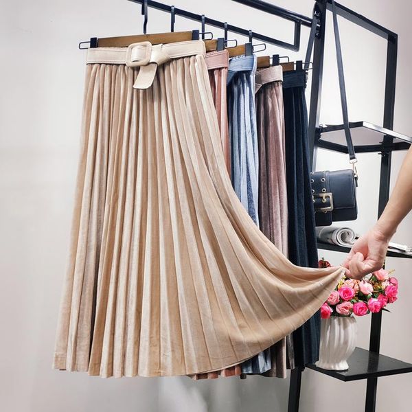 skirts winter velvet belt pleated midi metallic color a-line sashes long mid calf office lady empire women skirt, Black
skirts winter velvet belt pleated midi metallic color a-line sashes long mid calf office lady empire women skirt, Black