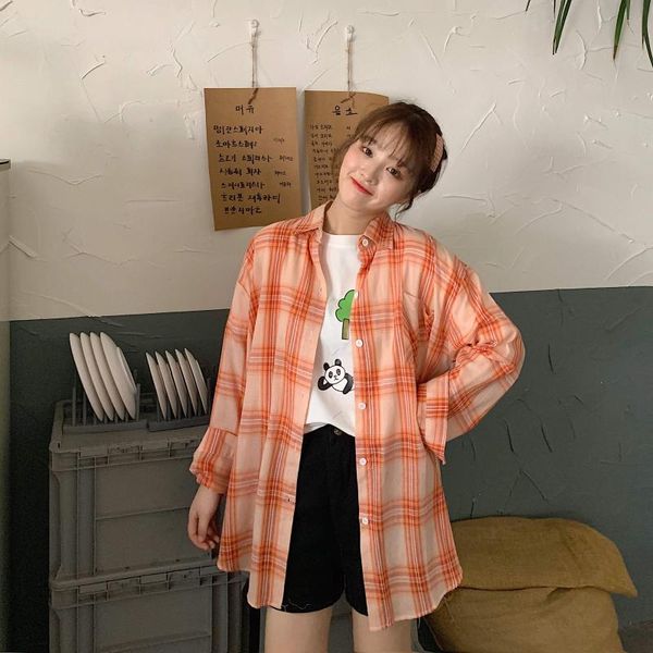 women's blouses & shirts 2021 autumn women loose in pure cotton long blouse shirt orange purple grid grey plaid y07, White
women's blouses & shirts 2021 autumn women loose in pure cotton long blouse shirt orange purple grid grey plaid y07, White