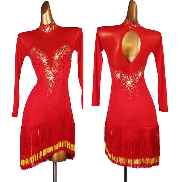 latin dance dress salsa clothes ladies bottom fringe dance skirt women party crystal dress cha cha competition red dress 1491, Black;red
latin dance dress salsa clothes ladies bottom fringe dance skirt women party crystal dress cha cha competition red dress 1491, Black;red