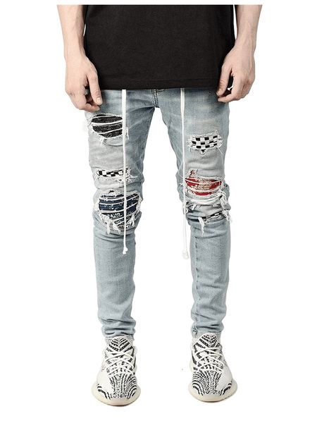 2021 troubled stretch ripped biker men hip hop slim fit gaten punk denim katoenen broek stitches jeans, Blue
2021 troubled stretch ripped biker men hip hop slim fit gaten punk denim katoenen broek stitches jeans, Blue