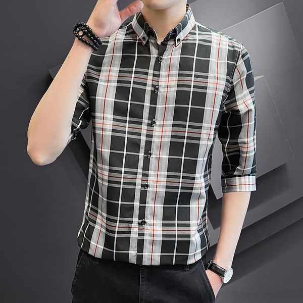 men's casual shirts sleeve seven-quarter shirt, large brand clothing, soft and comfortable, tight check, style, spring/summer, n, White;black
men's casual shirts sleeve seven-quarter shirt, large brand clothing, soft and comfortable, tight check, style, spring/summer, n, White;black