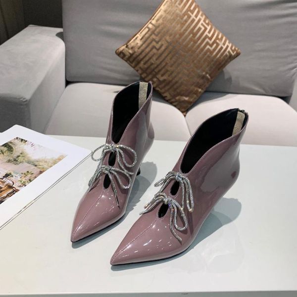 boots crystal butterfly knot women patent leather ankle zipper high heels ladies boot design woman shoes, Black
boots crystal butterfly knot women patent leather ankle zipper high heels ladies boot design woman shoes, Black