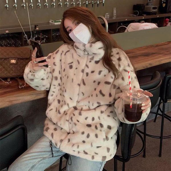 women's fur & faux 2021 winter imitation jacket women fashion stand-up collar warm overcoat female korean leopard print lamb coat g303, Black
women's fur & faux 2021 winter imitation jacket women fashion stand-up collar warm overcoat female korean leopard print lamb coat g303, Black