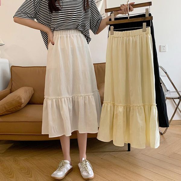 skirts sweet style high waist solid causal long for women korean fashion clothing loose folds white skirt summer hipster, Black
skirts sweet style high waist solid causal long for women korean fashion clothing loose folds white skirt summer hipster, Black