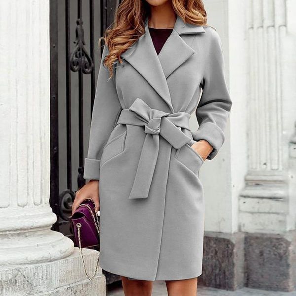 women's wool & blends elegant lace-up solid winter cardigan outerwear fashion long sleeve women overcoat autumn turn-down collar pocket, Black
women's wool & blends elegant lace-up solid winter cardigan outerwear fashion long sleeve women overcoat autumn turn-down collar pocket, Black