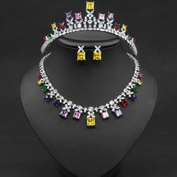 headpieces bride wedding jewelry set royal blue color zircon necklace crown earrings dress dinner party accessories, Silver
headpieces bride wedding jewelry set royal blue color zircon necklace crown earrings dress dinner party accessories, Silver