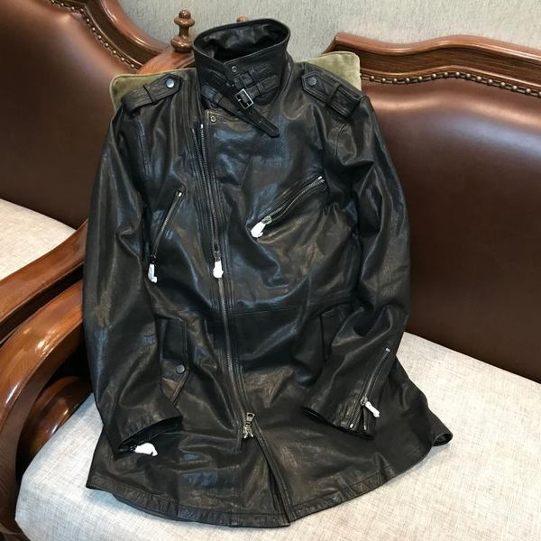 men's leather & faux luxury out wash wrinkles italian vegetable tanned sheepskin genuine clothes mid-length, Black
men's leather & faux luxury out wash wrinkles italian vegetable tanned sheepskin genuine clothes mid-length, Black