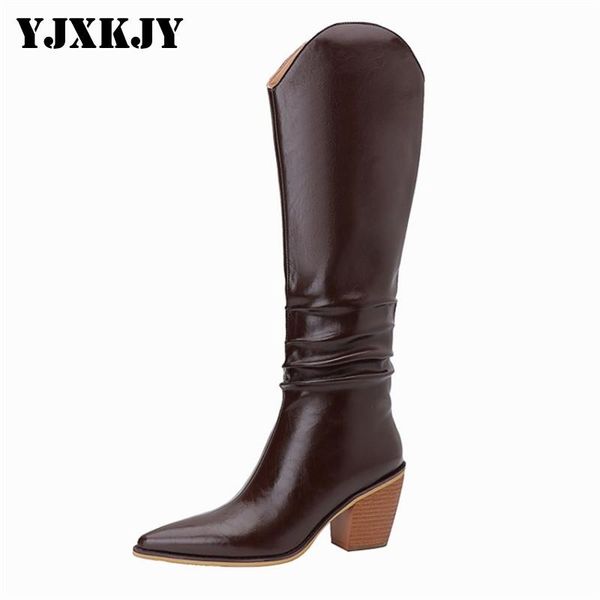 boots yjxkjy women's natural cowhide leather knee high warm shoes wedge thick heeled knight fold design ladies, Black
boots yjxkjy women's natural cowhide leather knee high warm shoes wedge thick heeled knight fold design ladies, Black