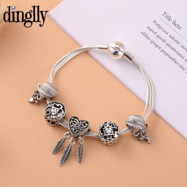 charm bracelets dinglly 3 snake chain for women original heart dreamcatcher beaded silver color bracelet fashion jewelry, Golden;silver
charm bracelets dinglly 3 snake chain for women original heart dreamcatcher beaded silver color bracelet fashion jewelry, Golden;silver
