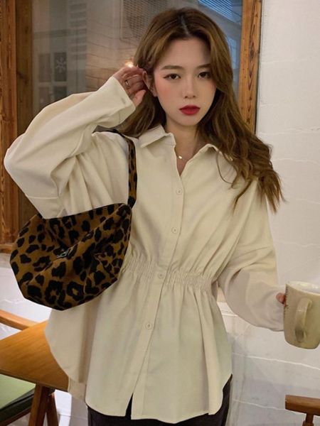 2021 new loose korean collar style versatile long sleeve niche shirt women's design shirt, White
2021 new loose korean collar style versatile long sleeve niche shirt women's design shirt, White