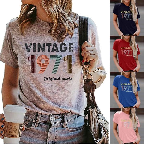 women's t-shirt summer t shirt 50th birthday gift for women vintage 1971 original parts tee cute woman clothing fashion 2021, White
women's t-shirt summer t shirt 50th birthday gift for women vintage 1971 original parts tee cute woman clothing fashion 2021, White