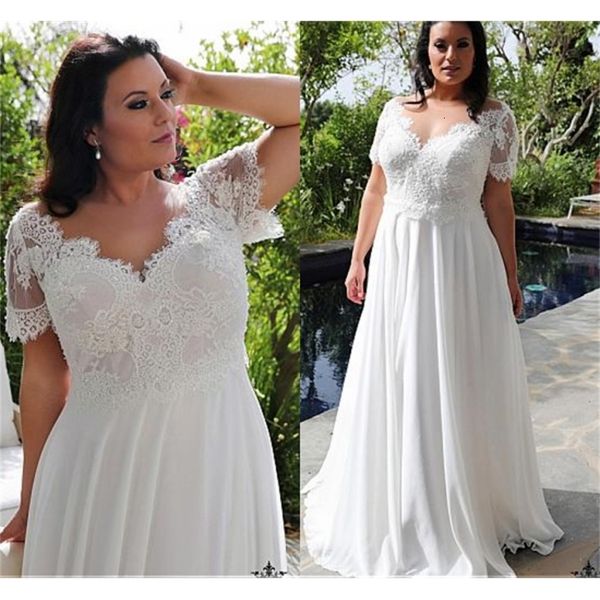 2021 new brilliant chiffon lace v-neck a-line plus size wedding es with bead appliques floor length bridal gowns robe de mariee mvc7, White
2021 new brilliant chiffon lace v-neck a-line plus size wedding es with bead appliques floor length bridal gowns robe de mariee mvc7, White