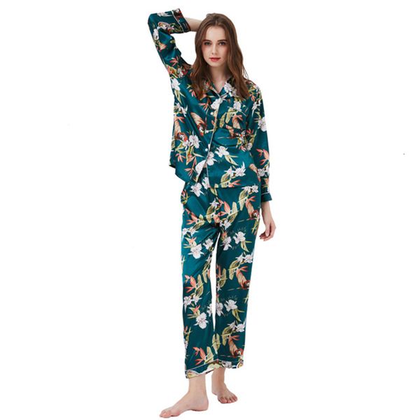 2021 New Female Fall Set of Silk Floral Sleepwear Turn Down Collar Pajamas with Casual Nightwear Pocket ECVJ, White
2021 New Female Fall Set of Silk Floral Sleepwear Turn Down Collar Pajamas with Casual Nightwear Pocket ECVJ, White