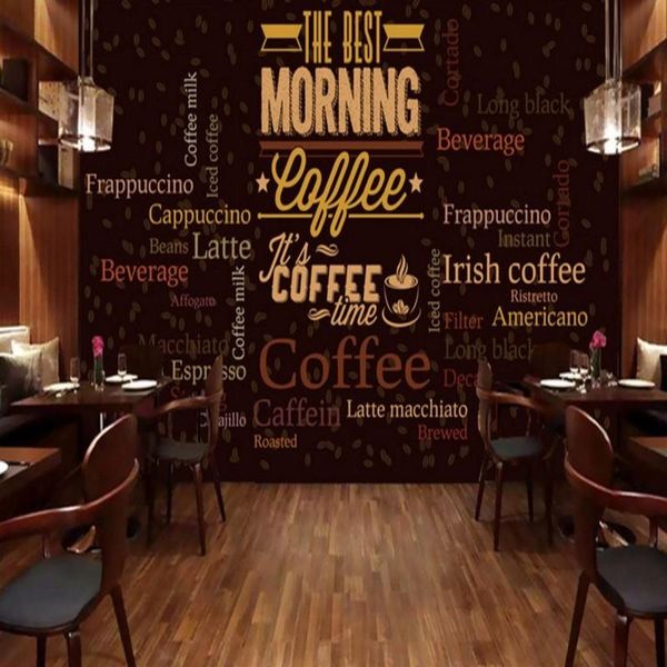 wallpapers drop custom po wallpaper retrocoffee english text background wall mural cafe bar shopping mall