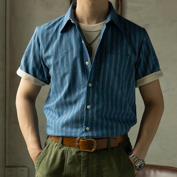 men's casual shirts red retro 1930s jacquard stripe short sleeve summer men's workwear, White;black
men's casual shirts red retro 1930s jacquard stripe short sleeve summer men's workwear, White;black