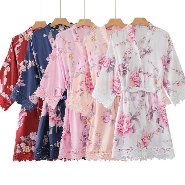 women's sleepwear silk floral lace robe bridal robes with bridesmaid for women solid wedding party flower, Black;red
women's sleepwear silk floral lace robe bridal robes with bridesmaid for women solid wedding party flower, Black;red