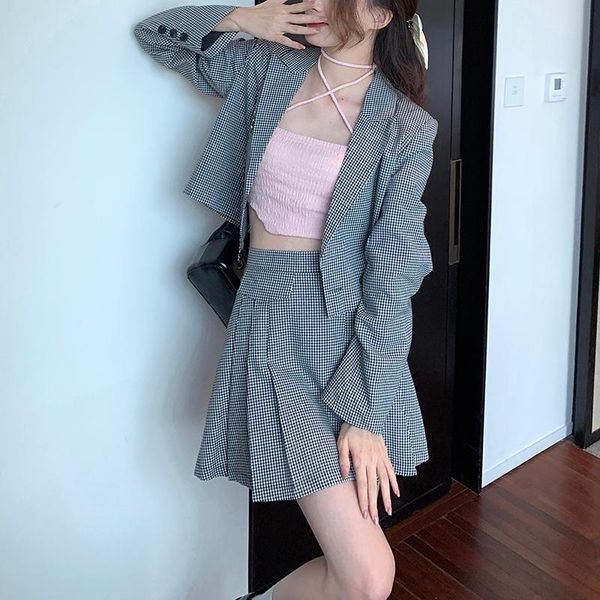 women's jackets casual high street fashion suit women spring and autumn plaid short jacket waist slim skirt two-piece, Black;brown
women's jackets casual high street fashion suit women spring and autumn plaid short jacket waist slim skirt two-piece, Black;brown