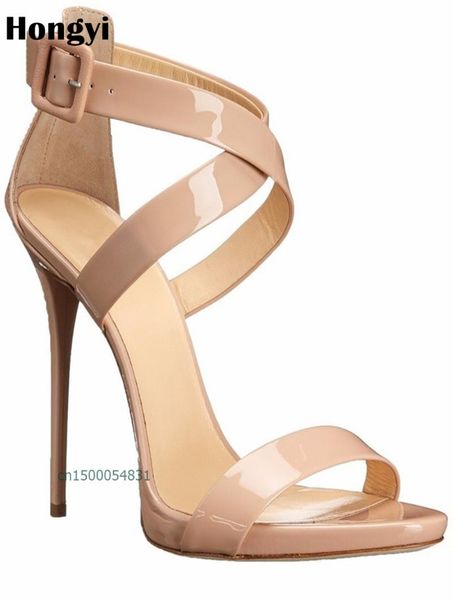 dress shoes hongyi concise nude bright shiny leather high heels sandals women ankle strap summer woman open toe, Black
dress shoes hongyi concise nude bright shiny leather high heels sandals women ankle strap summer woman open toe, Black